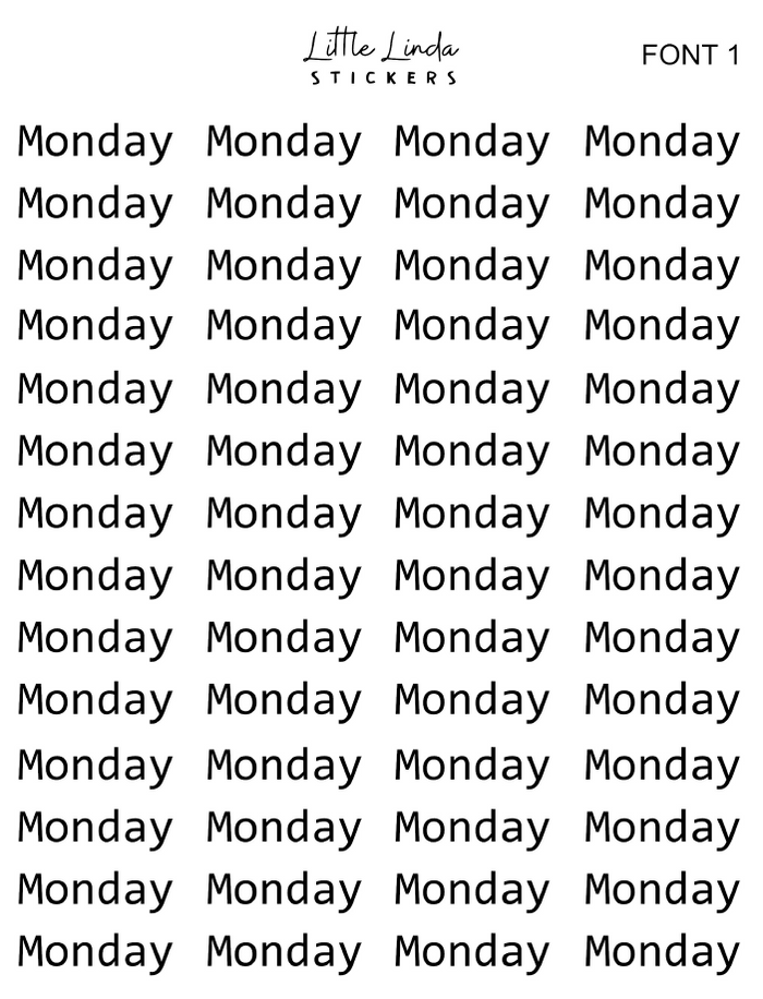 Mini Days of the Week - Font 1