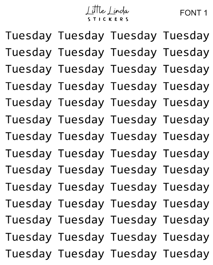 Mini Days of the Week - Font 1