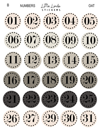 2027 | Date Numbers | The Basic Edit planner stickers, Oat / Glossy
