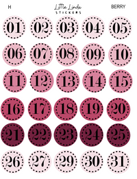 2027 | Date Numbers | The Basic Edit planner stickers, Berry / Glossy