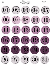 2027 | Date Numbers | The Basic Edit planner stickers, Plum / Glossy