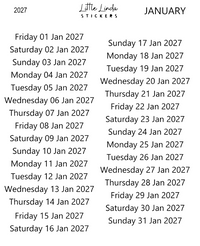 2027 | Daily Dates | The Basic Edit planner stickers, January / Glossy