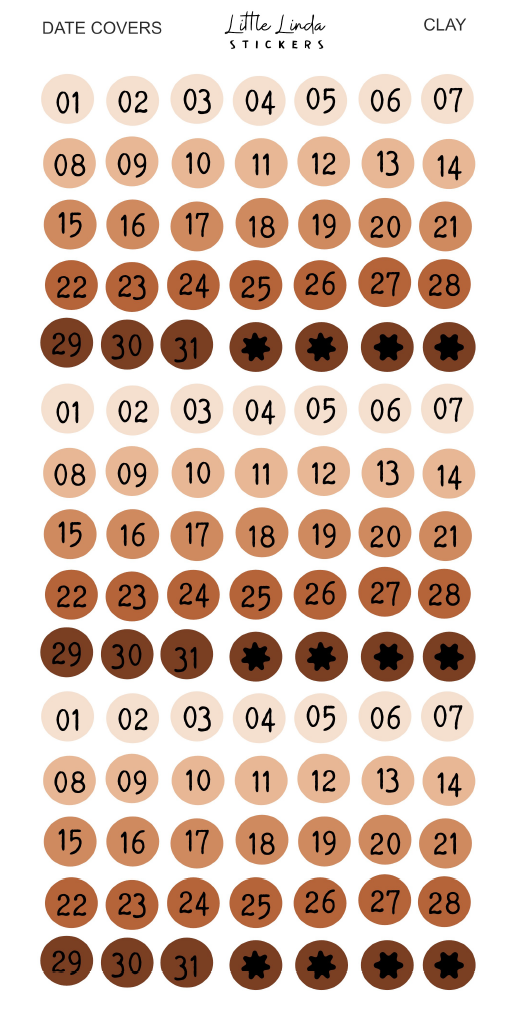 2027 | Mini Dates | The Basic Edit planner stickers, Clay / Glossy