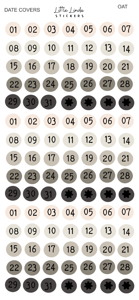 2027 | Mini Dates | The Basic Edit planner stickers, Oat / Glossy