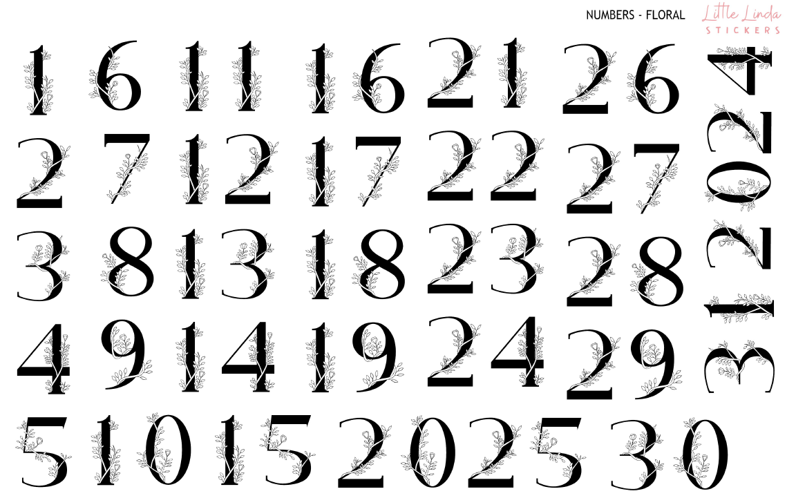 2024 | Minimal Floral - Alphabet & Numbers - Large