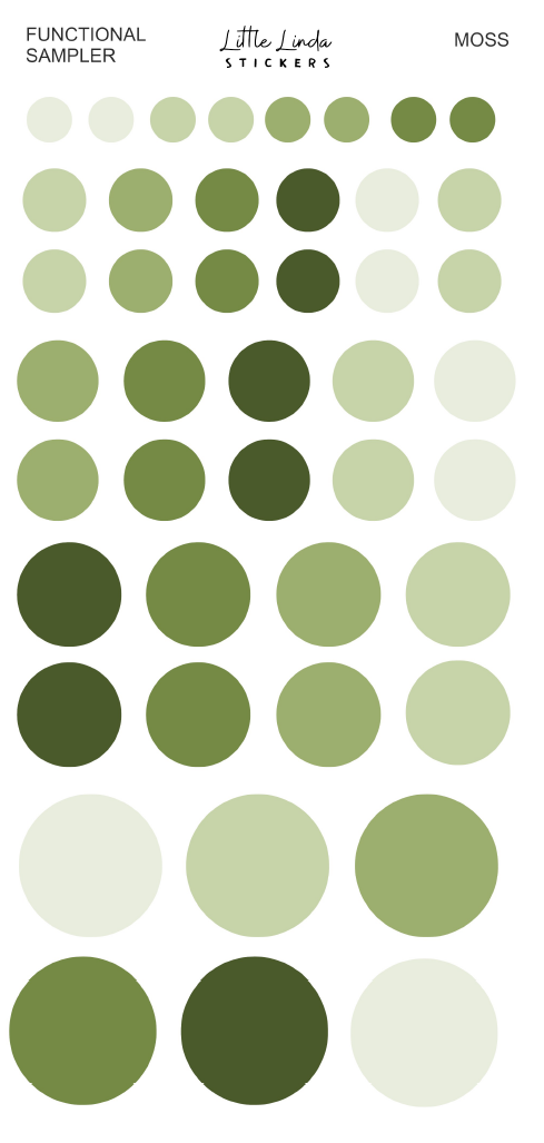 2027 | Sampler Dots | The Basic Edit planner stickers, Moss / Glossy
