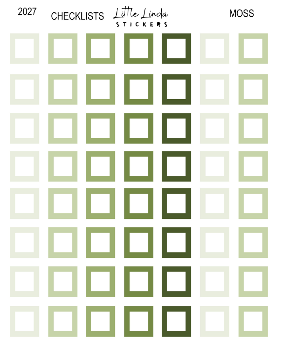 2027 | Checklist Squares | The Basic Edit planner stickers, Moss / Glossy
