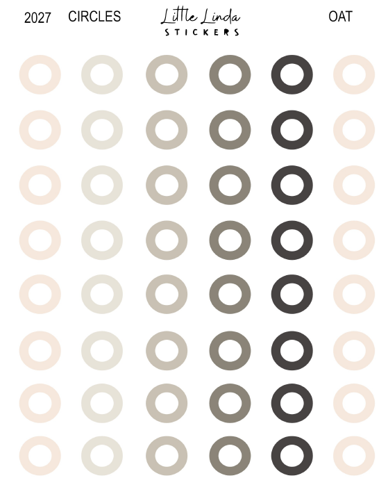 2027 | Checklist Circles | The Basic Edit planner stickers, Oat / Glossy
