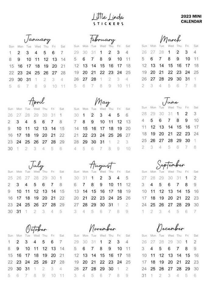 2023 - Calendar