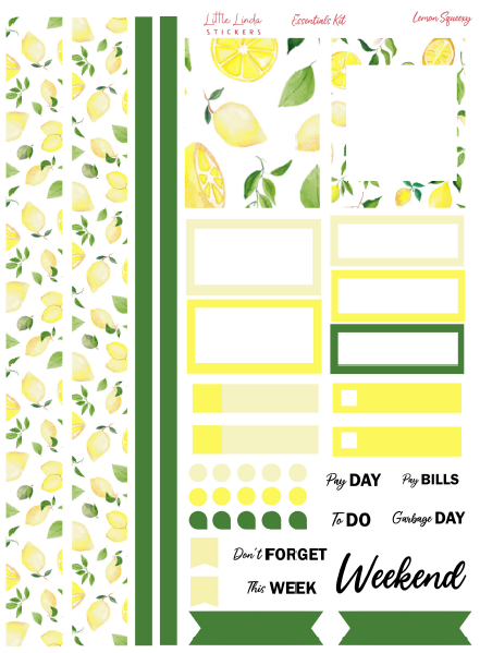 Lemon Squeezy - Essentials Kit planner stickers, Essential Sheet / Glossy